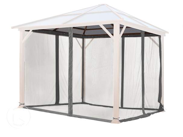Rede mosquiteira (conjunto de 4 peças) para pavilhão de jardim Forest Deluxe 3x3 m, Loft grey