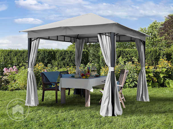 3x3 m Pavilhão de jardim Softtop, com 4 paredes laterais, Stone 3x3 m Pavilhão de jardim Softtop, com 4 paredes laterais, Stone