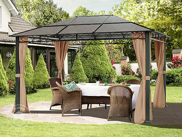 3x4 m Pavilhão de jardim Hardtop, com 4 paredes laterais, Cappuccino 3x4 m Pavilhão de jardim Hardtop, com 4 paredes laterais, Cappuccino