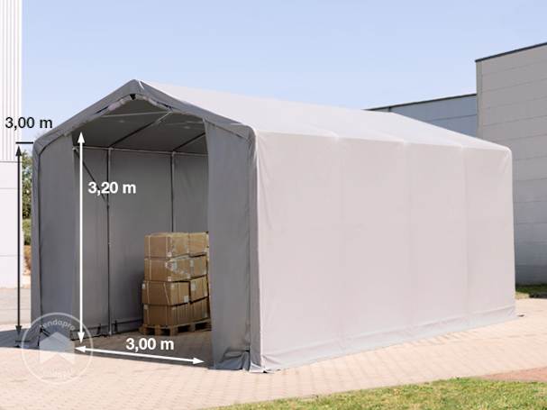4x8m tenda industrial, lona PVC, Cinzento, sem estática 4x8m tenda industrial, lona PVC, Cinzento, sem estática
