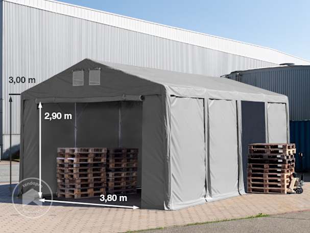 5x8m tenda de armazenamento, lona PVC, Cinzento, com estrutura de base, sem estática 5x8m tenda de armazenamento, lona PVC, Cinzento, com estrutura de base, sem estática
