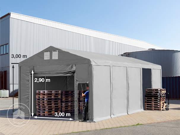 5x10m tenda de armazenamento, lona PVC, Cinzento, com estrutura de base, sem estática 5x10m tenda de armazenamento, lona PVC, Cinzento, com estrutura de base, sem estática