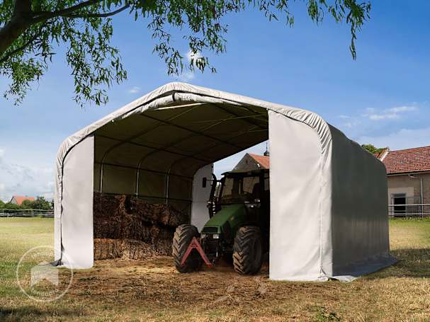 6x6 m abrigo para gado, lona PVC, Cinzento, fixação ao solo 6x6 m abrigo para gado, lona PVC, Cinzento, fixação ao solo