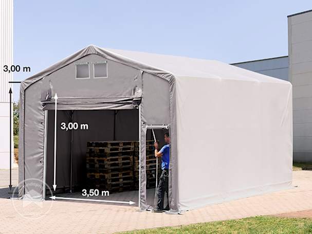 6x6m tenda industrial, lona PVC, Cinzento, sem estática 6x6m tenda industrial, lona PVC, Cinzento, sem estática