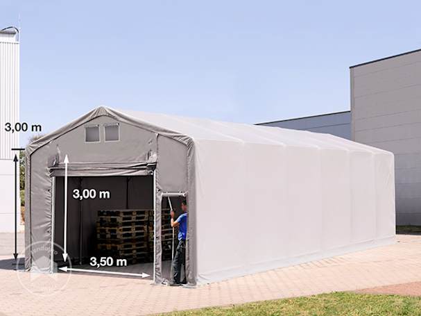 6x12m tenda industrial, lona PVC, Cinzento, sem estática 6x12m tenda industrial, lona PVC, Cinzento, sem estática