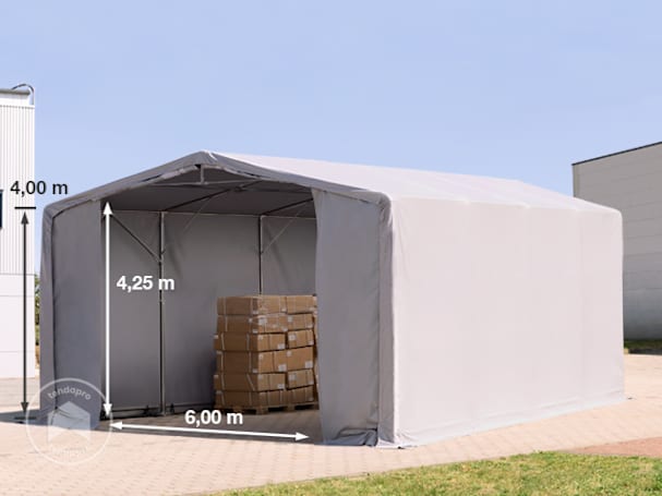 8x8m tenda industrial, lona PRIMEtex, Cinzento, sem estática 8x8m tenda industrial, lona PRIMEtex, Cinzento, sem estática