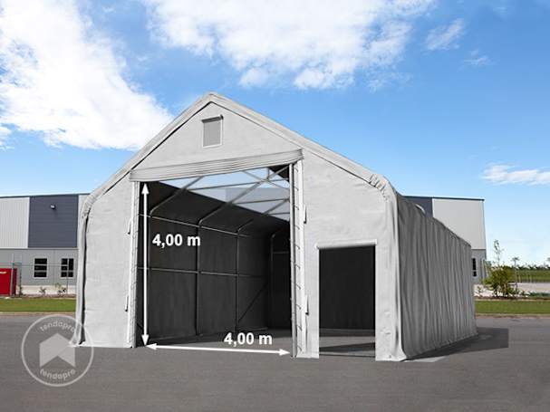 10x20m tenda industrial, lona PRIMEtex, Cinzento, com estática (solo de terra)
