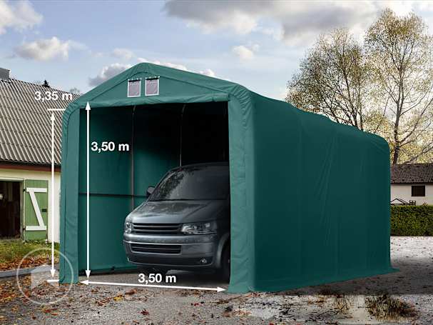 4x8m tenda garagem, lona PVC, Verde escuro, sem estática 4x8m tenda garagem, lona PVC, Verde escuro, sem estática