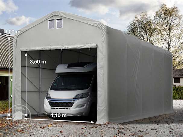 5x10m tenda garagem, lona PRIMEtex, Cinzento, sem estática 5x10m tenda garagem, lona PRIMEtex, Cinzento, sem estática