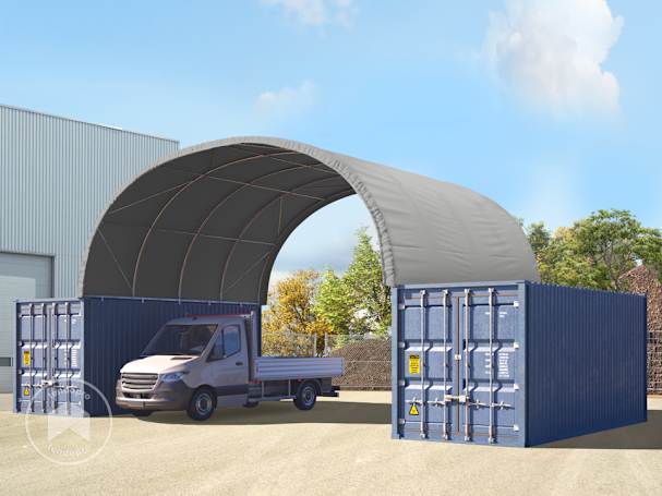 8x6 m cobertura para contentores, com lona PRIMEtex, Cinzento, com estática 8x6 m cobertura para contentores, com lona PRIMEtex, Cinzento, com estática
