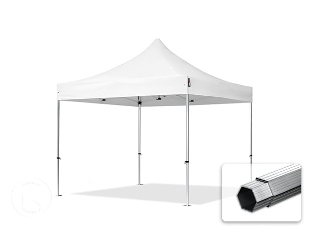 Pavilhão dobrável 3x3 m em alumínio, sem painéis laterais, branco Pavilhão dobrável 3x3 m em alumínio, sem painéis laterais, branco