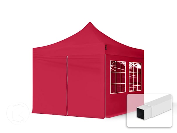 Pavilhão dobrável 3x3 m em Aço, com 4 painéis laterais incluídos, Vermelho Pavilhão dobrável 3x3 m em Aço, com 4 painéis laterais incluídos, Vermelho
