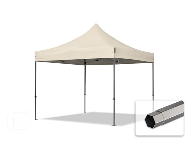 Pavilhão dobrável 3x3 m em Aço, sem painéis laterais, Creme Pavilhão dobrável 3x3 m em Aço, sem painéis laterais, Creme