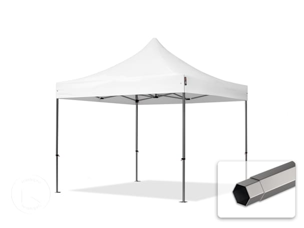 Pavilhão dobrável 3x3 m em Aço, sem painéis laterais, branco Pavilhão dobrável 3x3 m em Aço, sem painéis laterais, branco