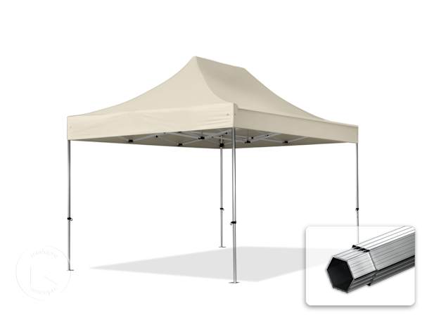 Pavilhão dobrável 3x4,5 m em alumínio, sem painéis laterais, Creme Pavilhão dobrável 3x4,5 m em alumínio, sem painéis laterais, Creme