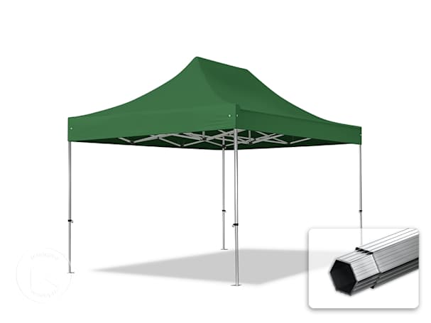 Pavilhão dobrável 3x4,5 m em alumínio, sem painéis laterais, Verde escuro Pavilhão dobrável 3x4,5 m em alumínio, sem painéis laterais, Verde escuro