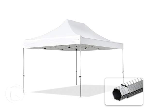 Pavilhão dobrável 3x4,5 m em alumínio, sem painéis laterais, branco Pavilhão dobrável 3x4,5 m em alumínio, sem painéis laterais, branco