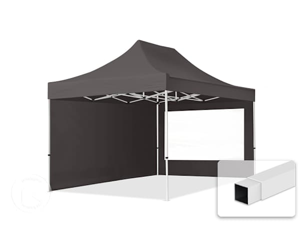 Pavilhão dobrável 3x4,5 m em Aço, com 2 painéis laterais incluídos, Cinzento escuro Pavilhão dobrável 3x4,5 m em Aço, com 2 painéis laterais incluídos, Cinzento escuro