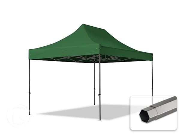 Pavilhão dobrável 3x4,5 m em Aço, sem painéis laterais, Verde escuro Pavilhão dobrável 3x4,5 m em Aço, sem painéis laterais, Verde escuro