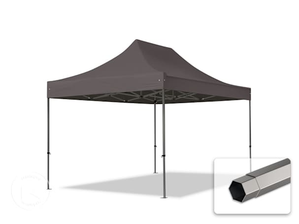 Pavilhão dobrável 3x4,5 m em Aço, sem painéis laterais, Cinzento escuro Pavilhão dobrável 3x4,5 m em Aço, sem painéis laterais, Cinzento escuro