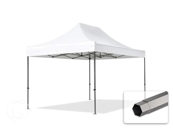 Pavilhão dobrável 3x4,5 m em Aço, sem painéis laterais, branco Pavilhão dobrável 3x4,5 m em Aço, sem painéis laterais, branco