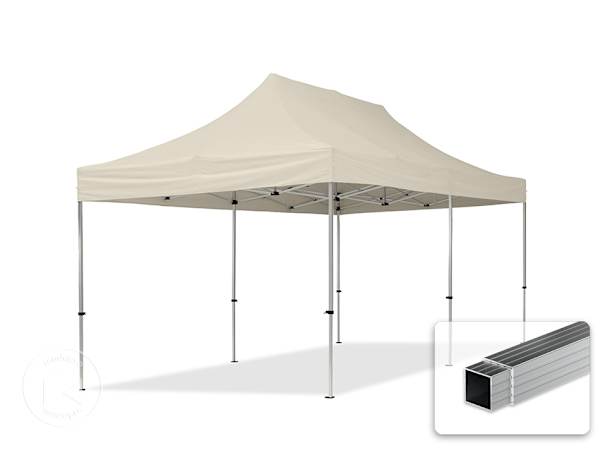 Pavilhão dobrável 3x6 m em alumínio, sem painéis laterais, Creme Pavilhão dobrável 3x6 m em alumínio, sem painéis laterais, Creme