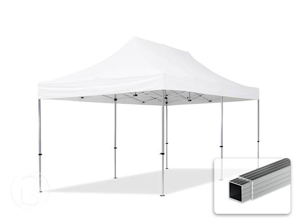 Pavilhão dobrável 3x6 m em alumínio, sem painéis laterais, branco Pavilhão dobrável 3x6 m em alumínio, sem painéis laterais, branco