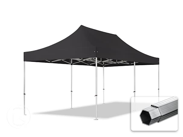 Pavilhão dobrável 3x6 m em alumínio, sem painéis laterais, Preto Pavilhão dobrável 3x6 m em alumínio, sem painéis laterais, Preto