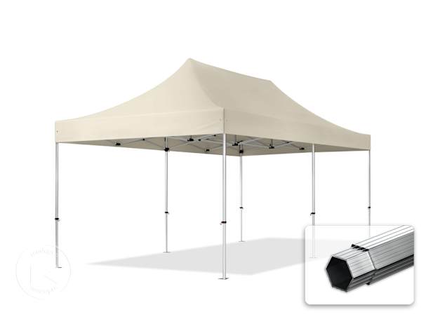 Pavilhão dobrável 3x6 m em alumínio, sem painéis laterais, Creme Pavilhão dobrável 3x6 m em alumínio, sem painéis laterais, Creme