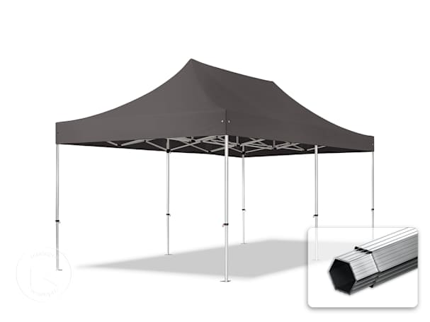 Pavilhão dobrável 3x6 m em alumínio, sem painéis laterais, Cinzento escuro Pavilhão dobrável 3x6 m em alumínio, sem painéis laterais, Cinzento escuro