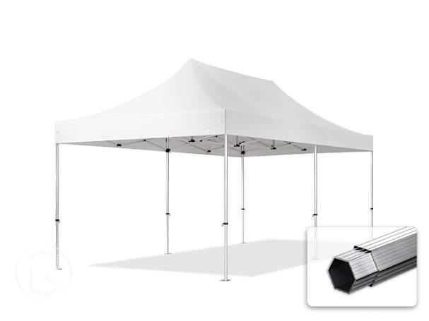 Pavilhão dobrável 3x6 m em alumínio, sem painéis laterais, branco Pavilhão dobrável 3x6 m em alumínio, sem painéis laterais, branco
