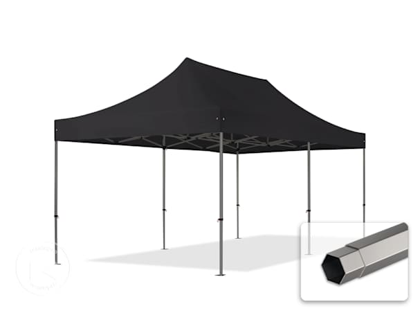 Pavilhão dobrável 3x6 m em Aço, sem painéis laterais, Preto Pavilhão dobrável 3x6 m em Aço, sem painéis laterais, Preto
