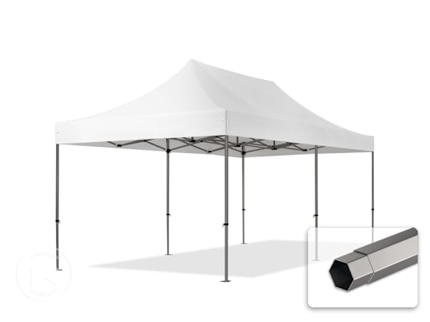 Pavilhão dobrável 3x6 m em Aço, sem painéis laterais, branco Pavilhão dobrável 3x6 m em Aço, sem painéis laterais, branco
