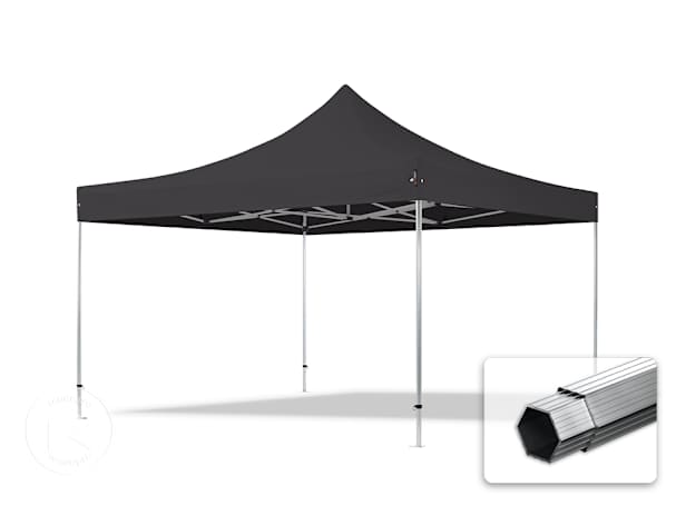 Pavilhão dobrável 4x4 m em alumínio, sem painéis laterais, Preto Pavilhão dobrável 4x4 m em alumínio, sem painéis laterais, Preto