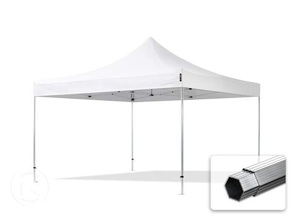 Pavilhão dobrável 4x4 m em alumínio, sem painéis laterais, branco Pavilhão dobrável 4x4 m em alumínio, sem painéis laterais, branco