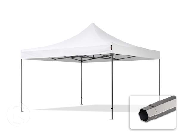 Pavilhão dobrável 4x4 m em Aço, sem painéis laterais, branco Pavilhão dobrável 4x4 m em Aço, sem painéis laterais, branco