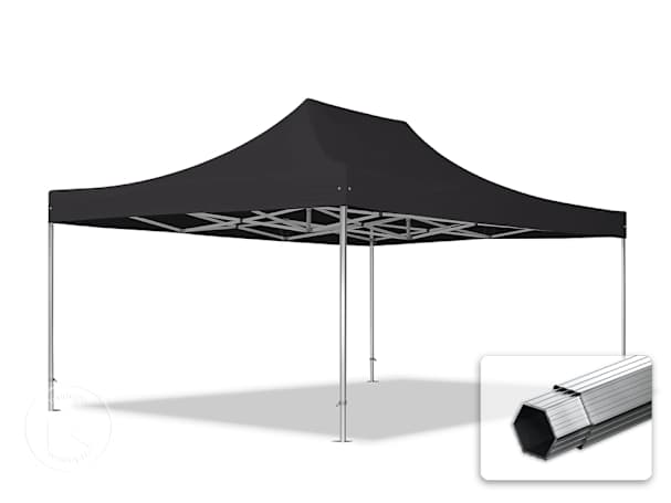 Pavilhão dobrável 4x6 m em alumínio, sem painéis laterais, Preto Pavilhão dobrável 4x6 m em alumínio, sem painéis laterais, Preto