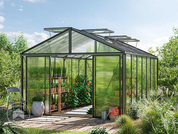 225 x 195 cm  Estufa de jardim, Sem conjunto promocional | 6 mm