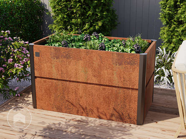 150 x 85 x 77 cm canteiro elevado em aço Corten, Aspeto de ferrugem 150 x 85 x 77 cm canteiro elevado em aço Corten, Aspeto de ferrugem
