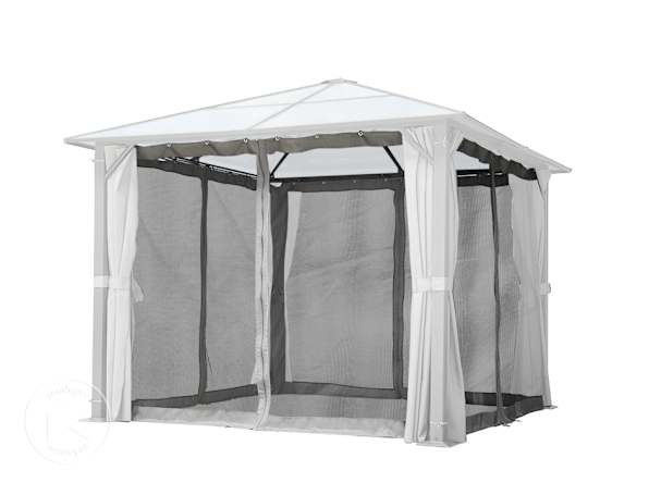 Rede mosquiteira (conjunto de 4 peças) para pavilhão de jardim Moonlight Deluxe 3x3 m, Cinzento
