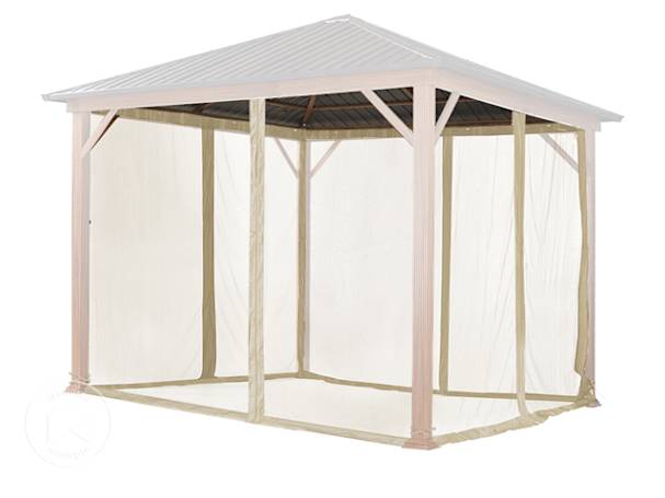Rede mosquiteira (conjunto de 4 peças) para pavilhão de jardim Forest Superior 3x3 m, Cor champanhe