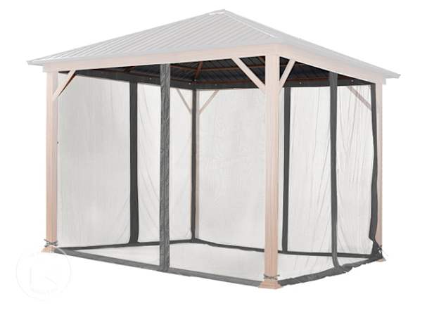 Rede mosquiteira (conjunto de 4 peças) para pavilhão de jardim Forest Superior 3x3 m, Loft grey