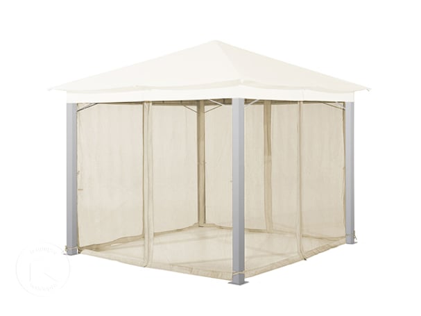 Rede mosquiteira (conjunto de 4 peças) para pavilhão de jardim Sunset Classic 3x3 m, Cor champanhe