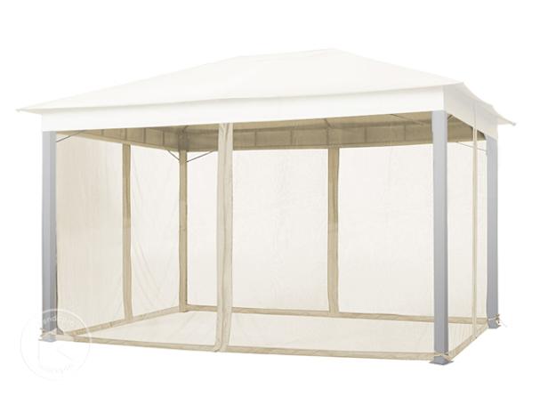 Rede mosquiteira (conjunto de 4 peças) para pavilhão de jardim Sunset Classic 3x4 m, Cor champanhe