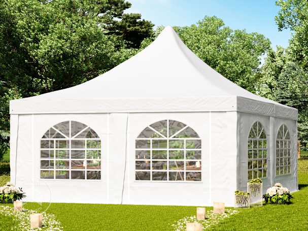 Tenda pérgola 5x5 m, lona de PVC, branco