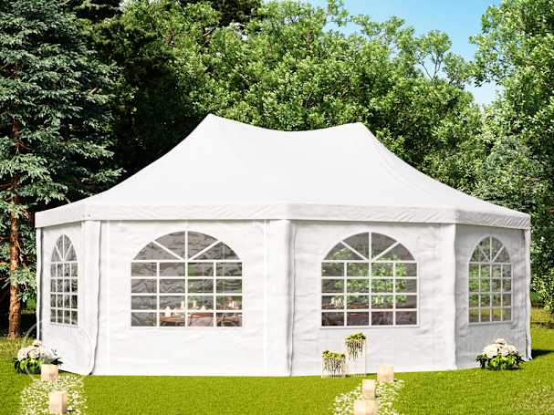 Tenda pérgola 5x6,8 m, lona de PVC, branco