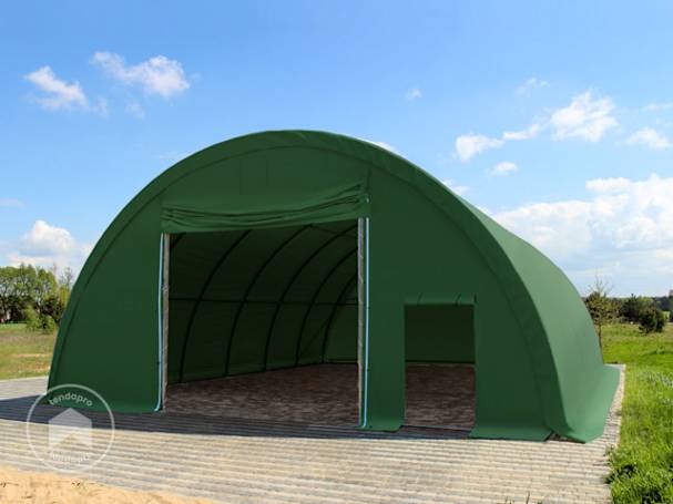 9,15x10 m armazém agrícola com cobertura em lona PRIMEtex, Verde escuro, com estática