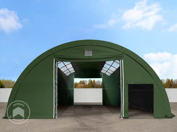 9,15x12 m armazém agrícola com cobertura em lona PRIMEtex, Verde escuro, com estática