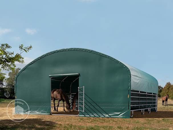 8x8 m abrigo para gado, lona PVC, Verde escuro, fixação ao solo 8x8 m abrigo para gado, lona PVC, Verde escuro, fixação ao solo