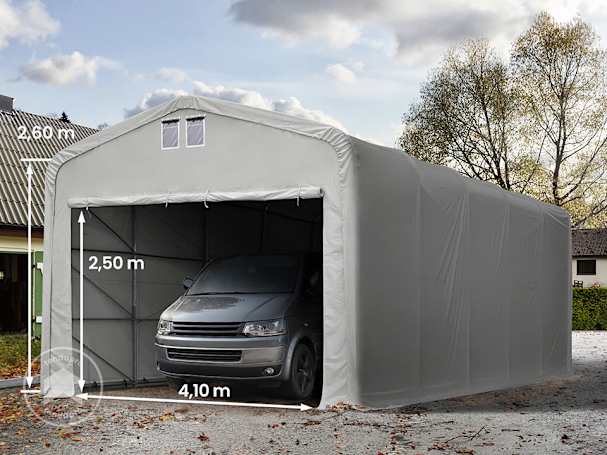 5x10m tenda garagem, lona PVC, Cinzento, sem estática 5x10m tenda garagem, lona PVC, Cinzento, sem estática